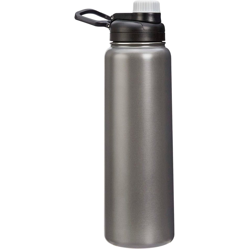 Aquapureline Large Stainless Steel Water Bottle with Spout Lid – 30oz, Gray