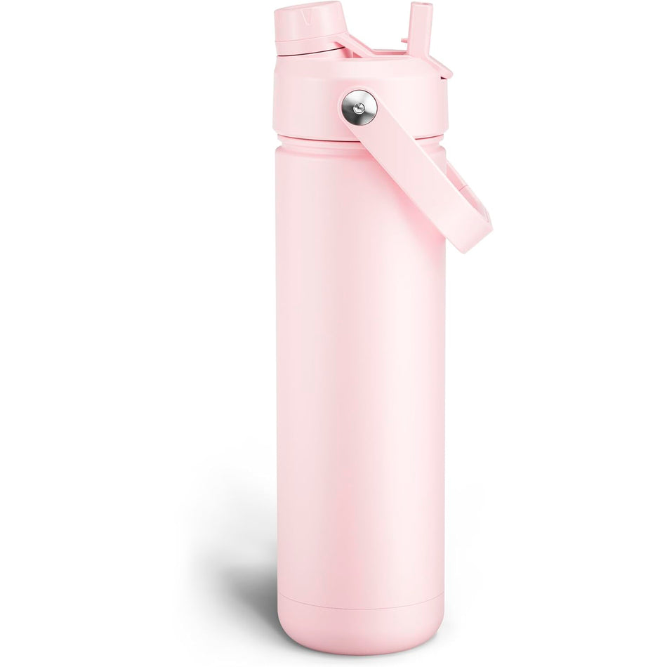 Aquapureline Encool Stainless Steel Insulated Water Bottle with Straw – 26oz, Cotton Candy