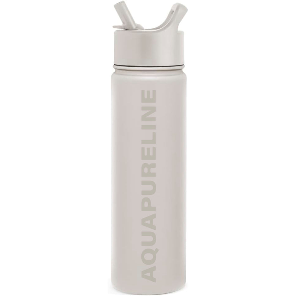 Aquapureline Almond Birch 22oz Insulated Water Bottle with Straw – BPA-Free, Leak-Proof, Stainless Steel